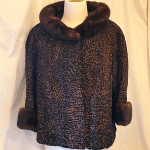 Lovely Persian Lamb Wool w/ Mink Collar & Cuffs